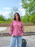 Pull rayures rose