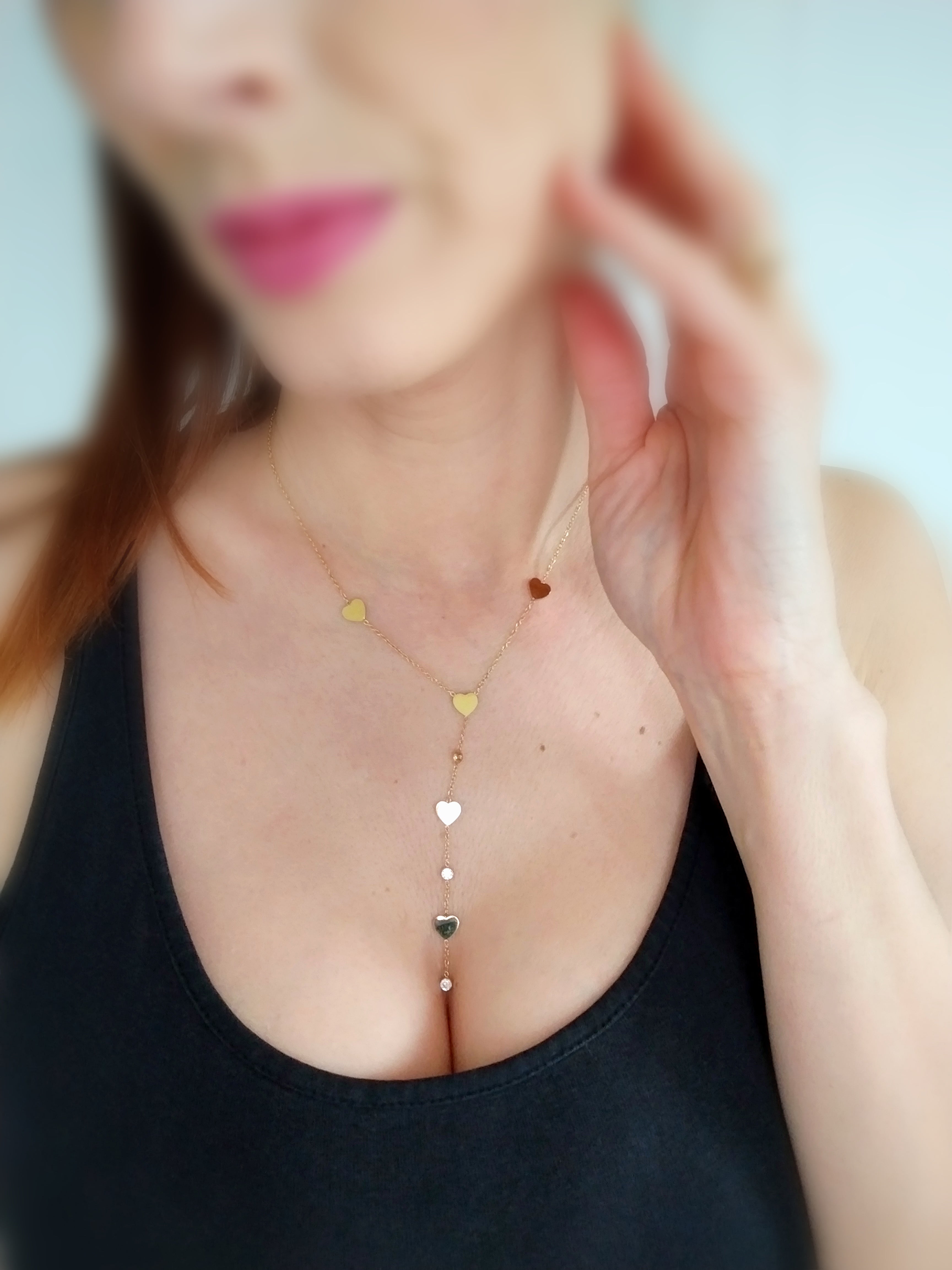 Collier coeurs pendentif