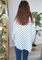 Chemise à pois marine