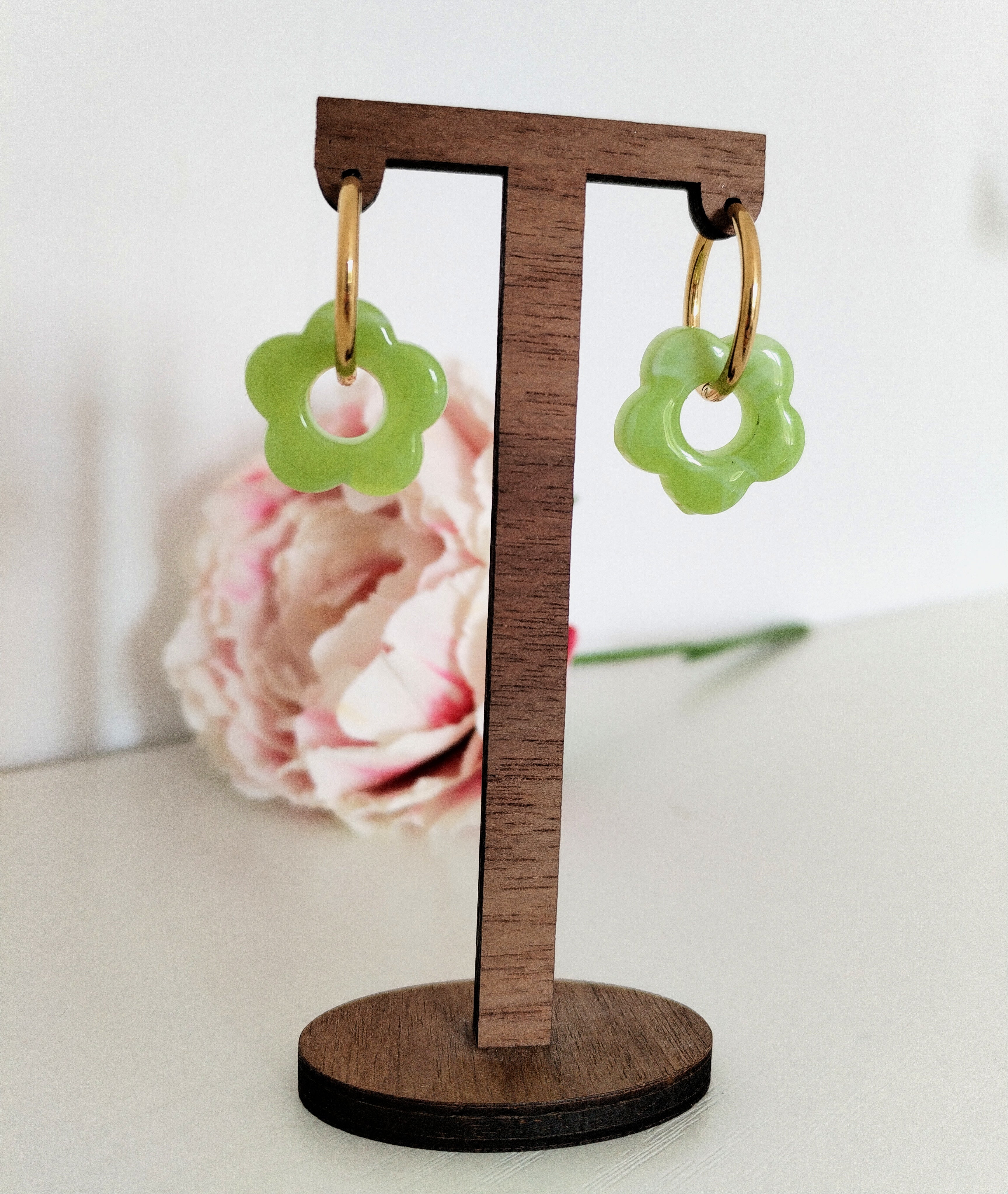 Boucles d'oreilles FLORA vert pomme