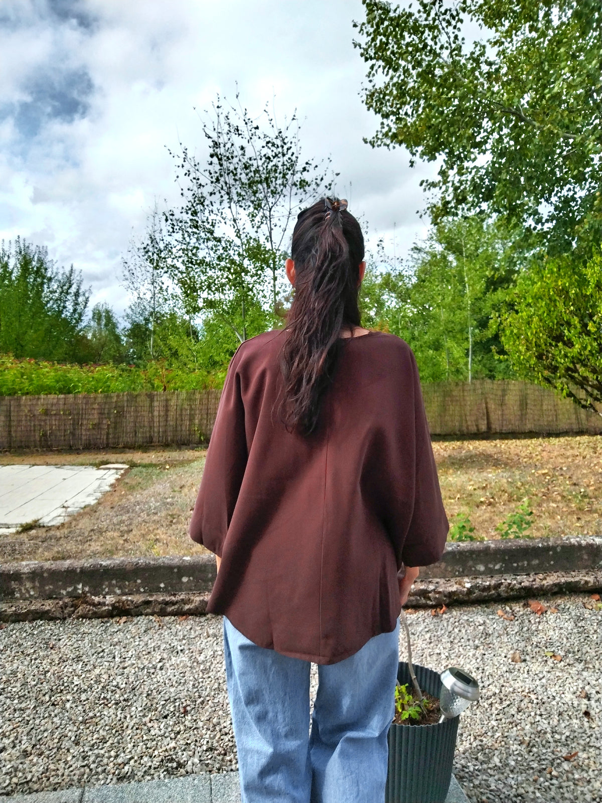 Blouse chauve souris marron