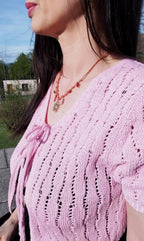 Gilet crochet rose