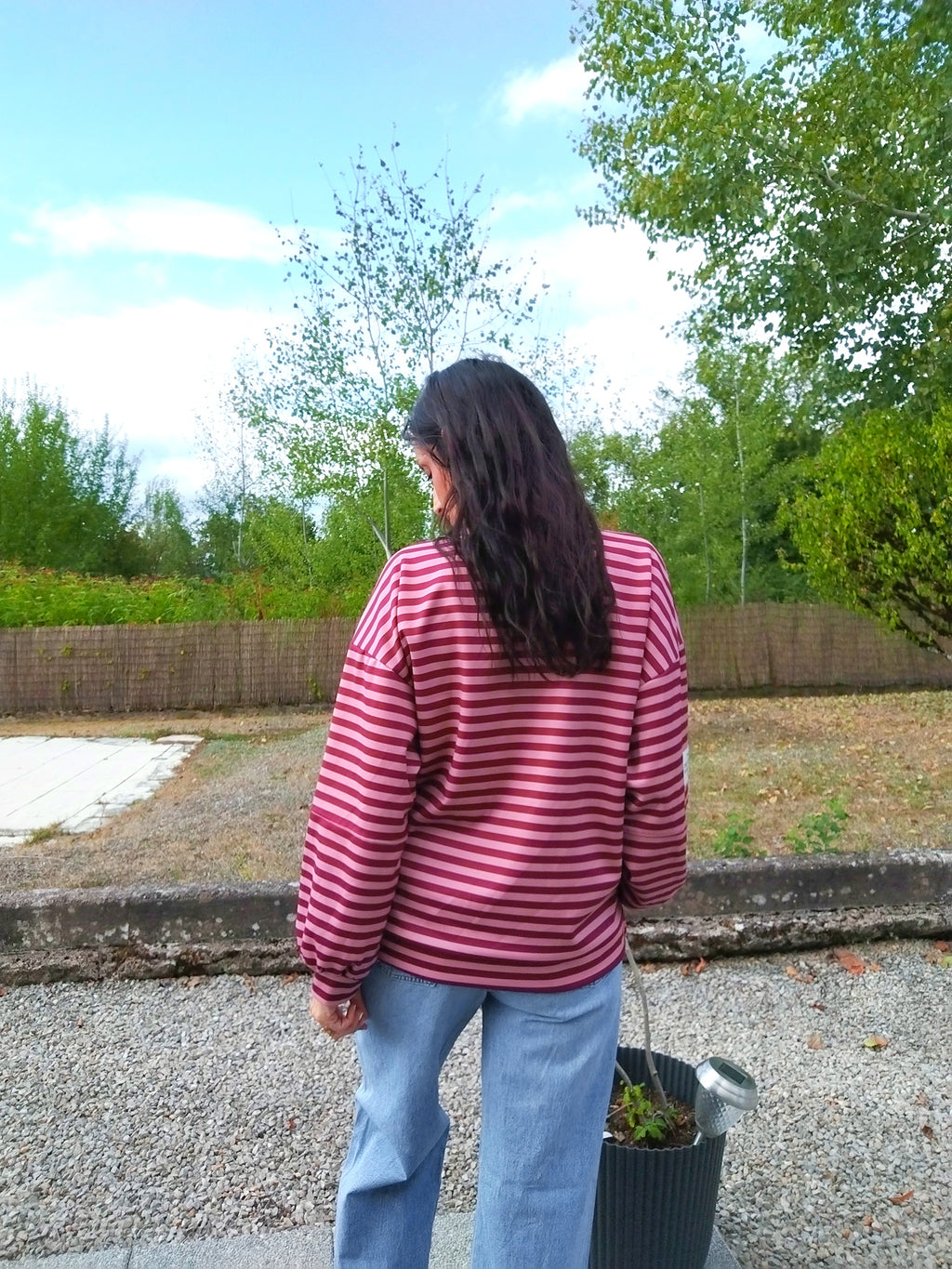 Pull rayures rose