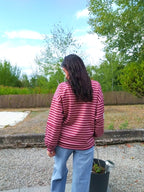 Pull rayures rose