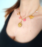 Collier Charms rose