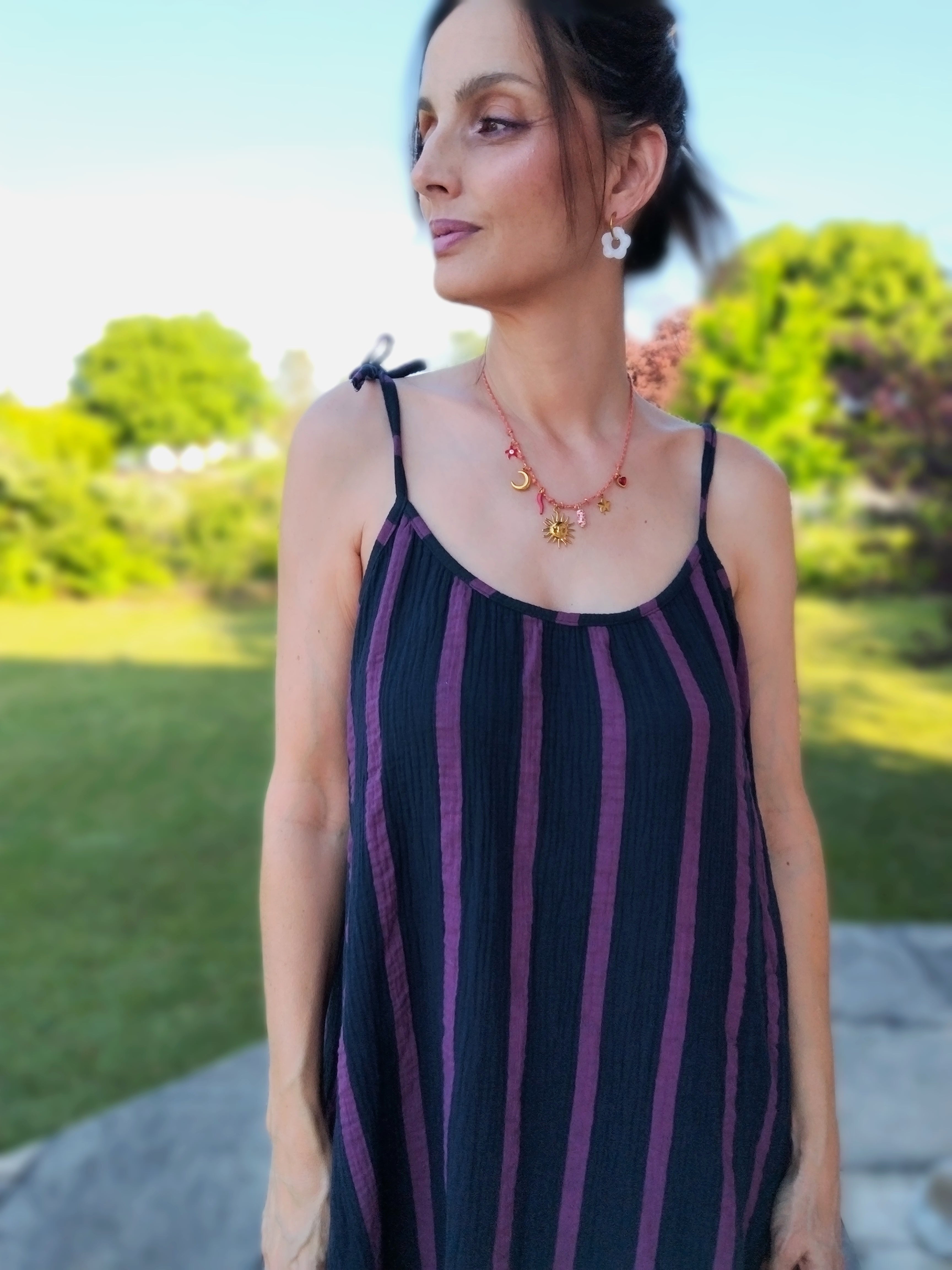 Robe bleu marine à rayures