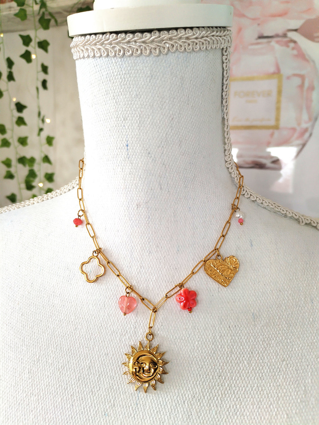 Collier Charms rose