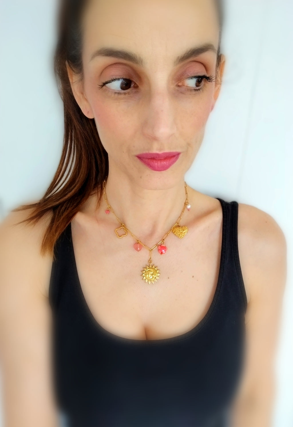Collier Charms rose