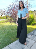 Gilet en crochet bleu ciel