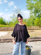 Blouse chauve souris noire