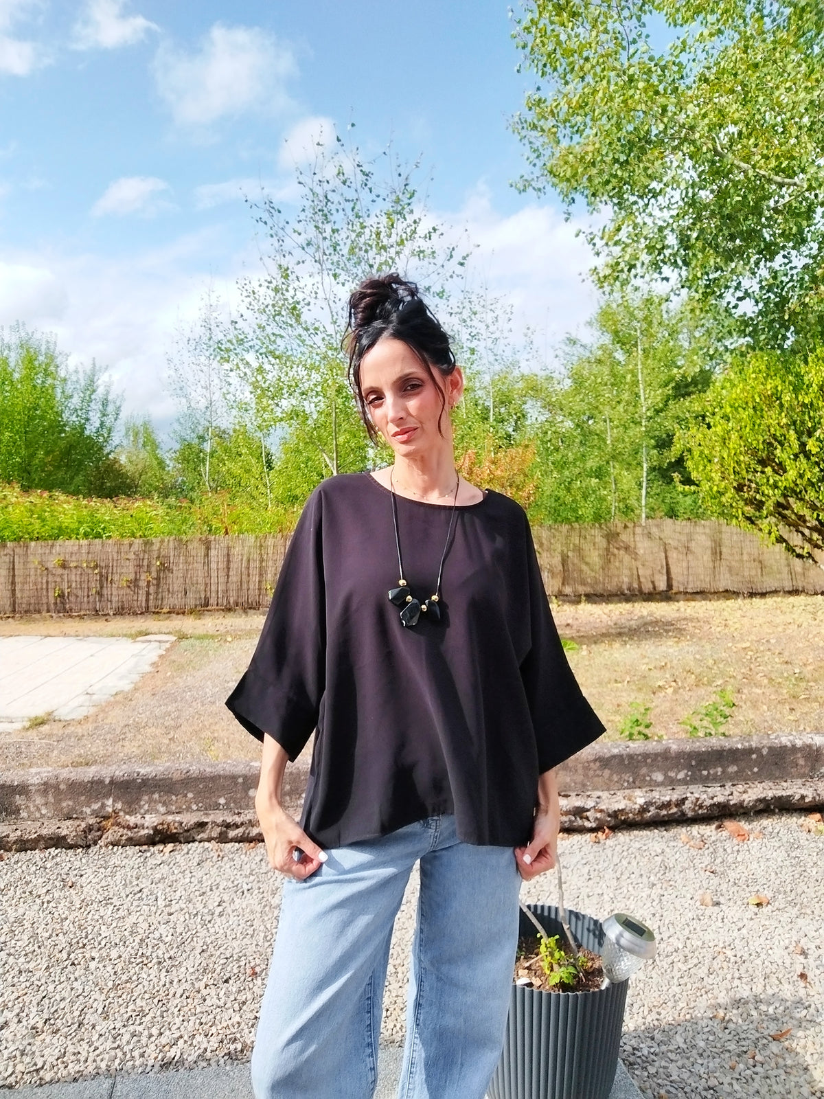 Blouse chauve souris noire