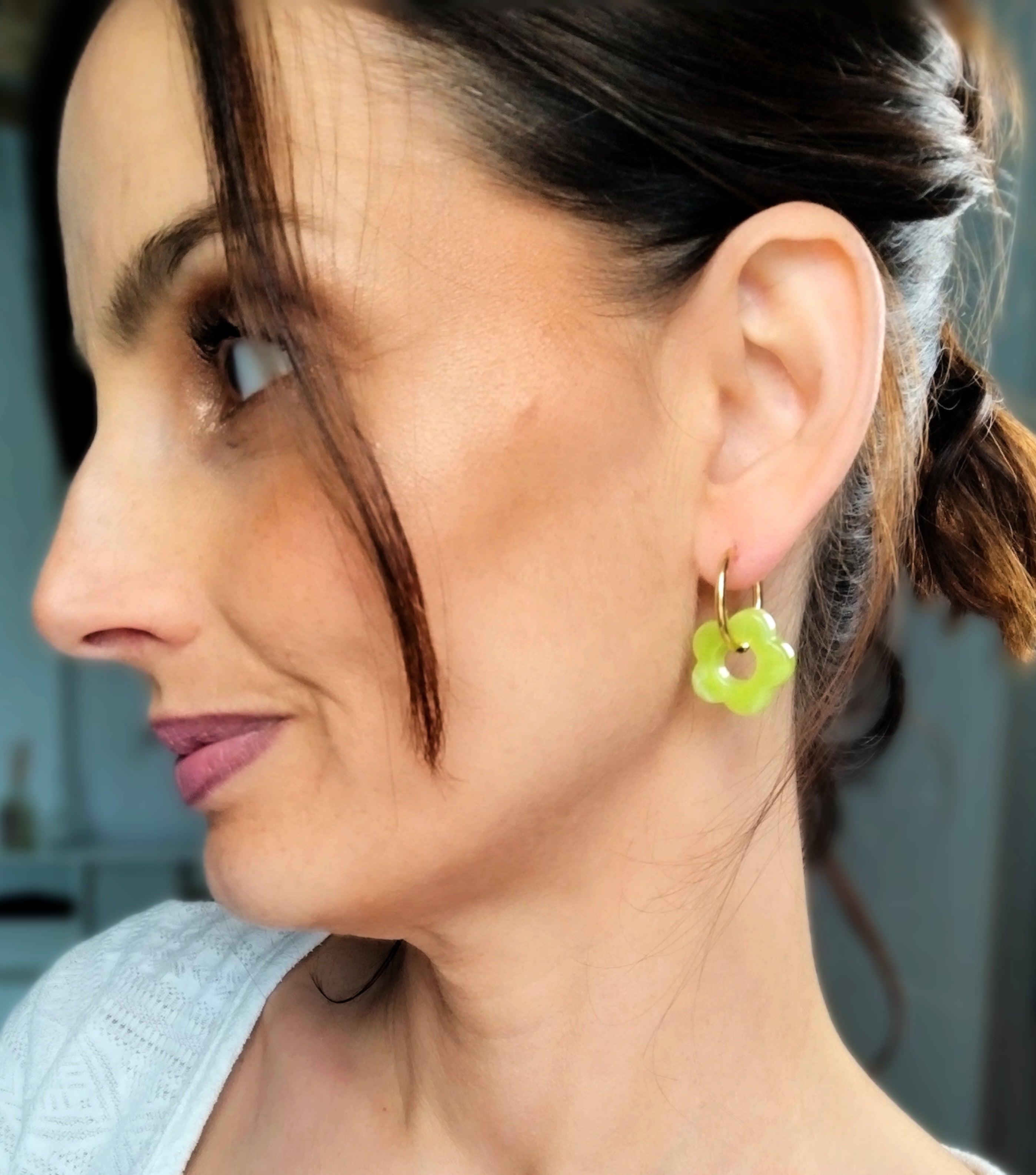 Boucles d'oreilles FLORA vert pomme