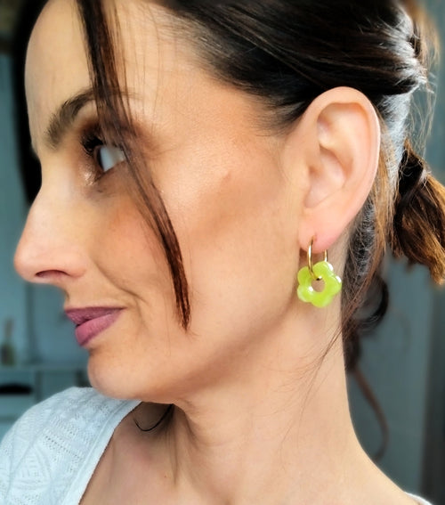 Boucles d'oreilles FLORA vert pomme