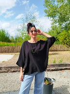 Blouse chauve souris noire