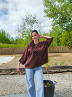 Blouse chauve souris marron