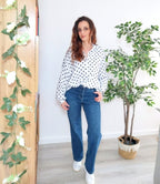 Chemise à pois marine
