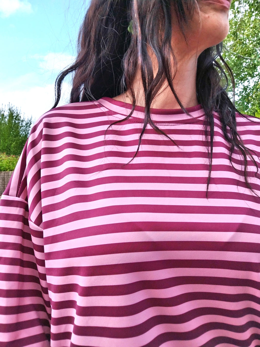 Pull rayures rose