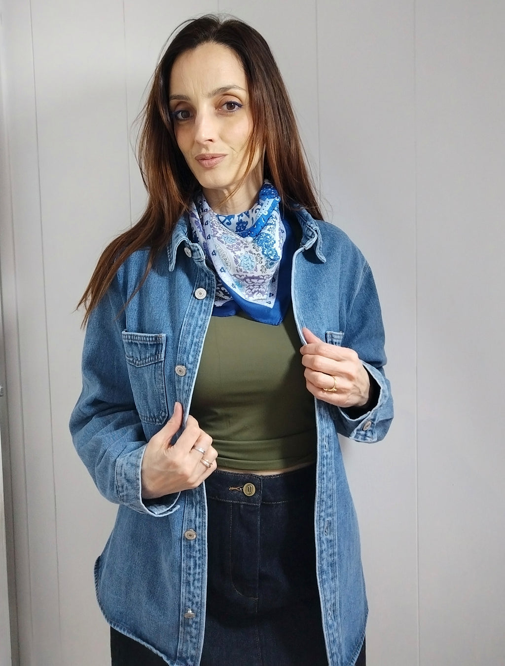 Foulard carré bleu