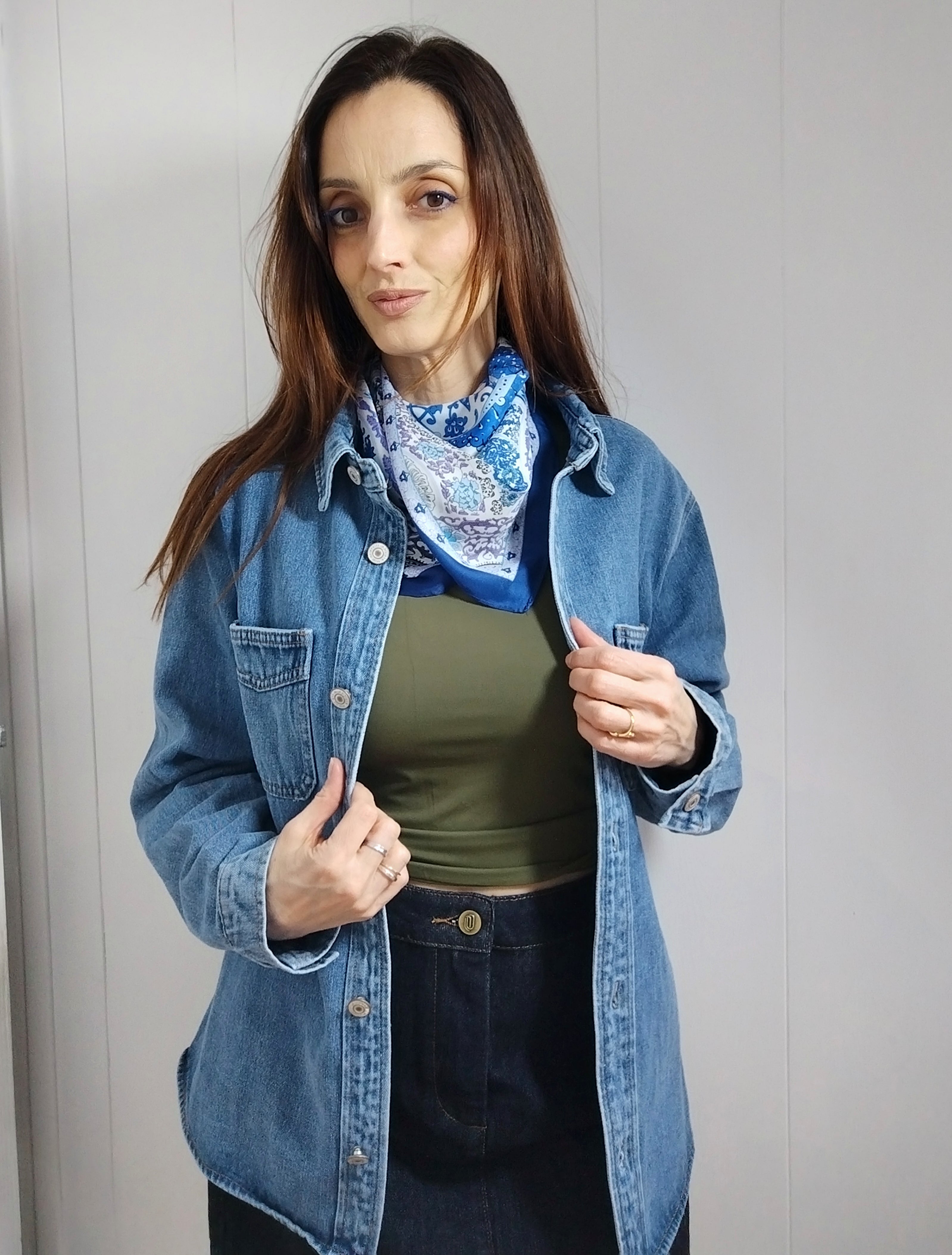 Foulard carré bleu