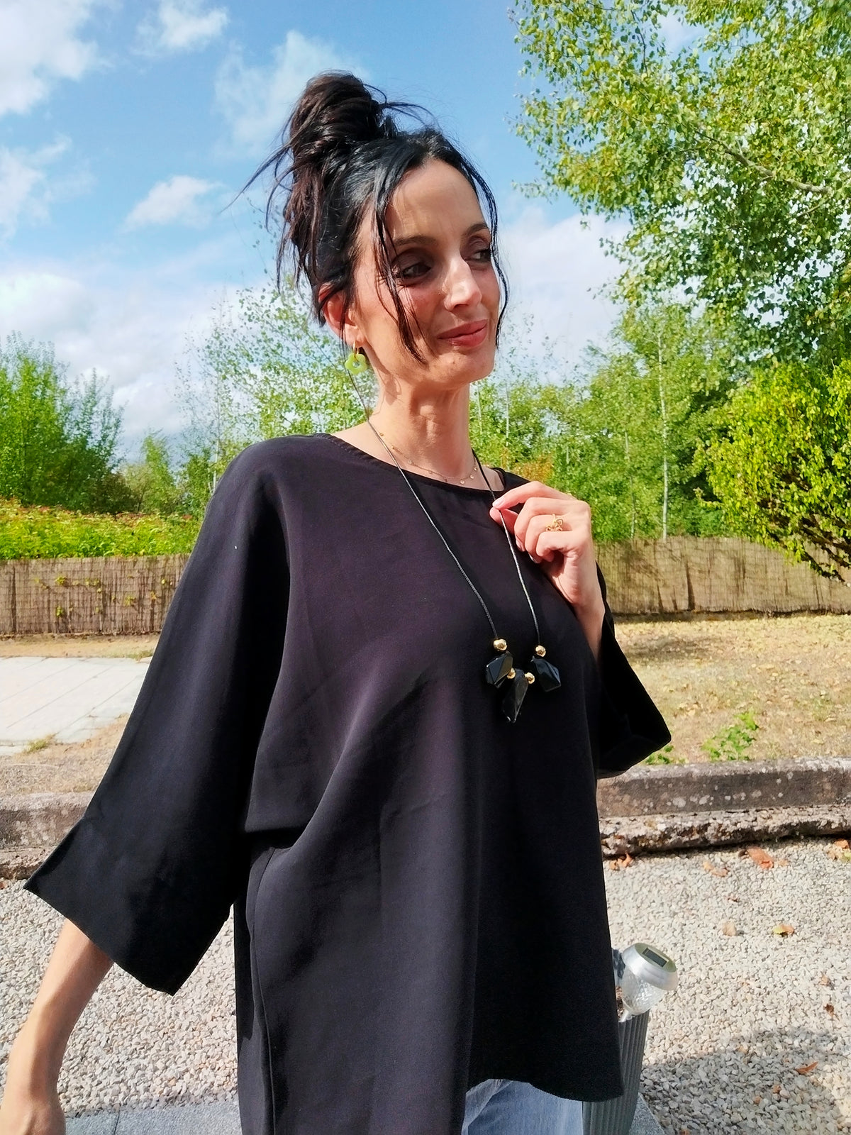 Blouse chauve souris noire